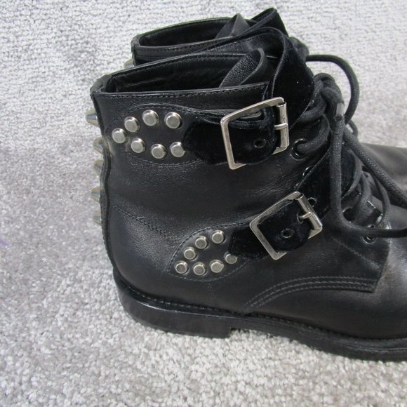 Saint Laurent Booties Womens Size 38.5 Eu 8 Us Western Ankle Black Leather Studd - Picture 3 of 13